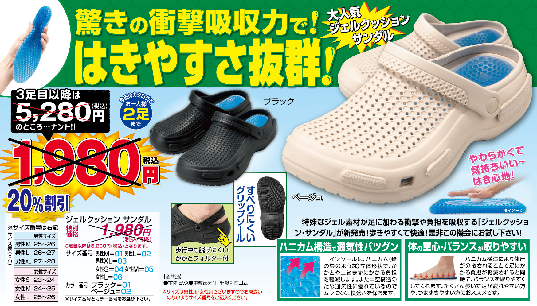 ジェルクッション サンダル