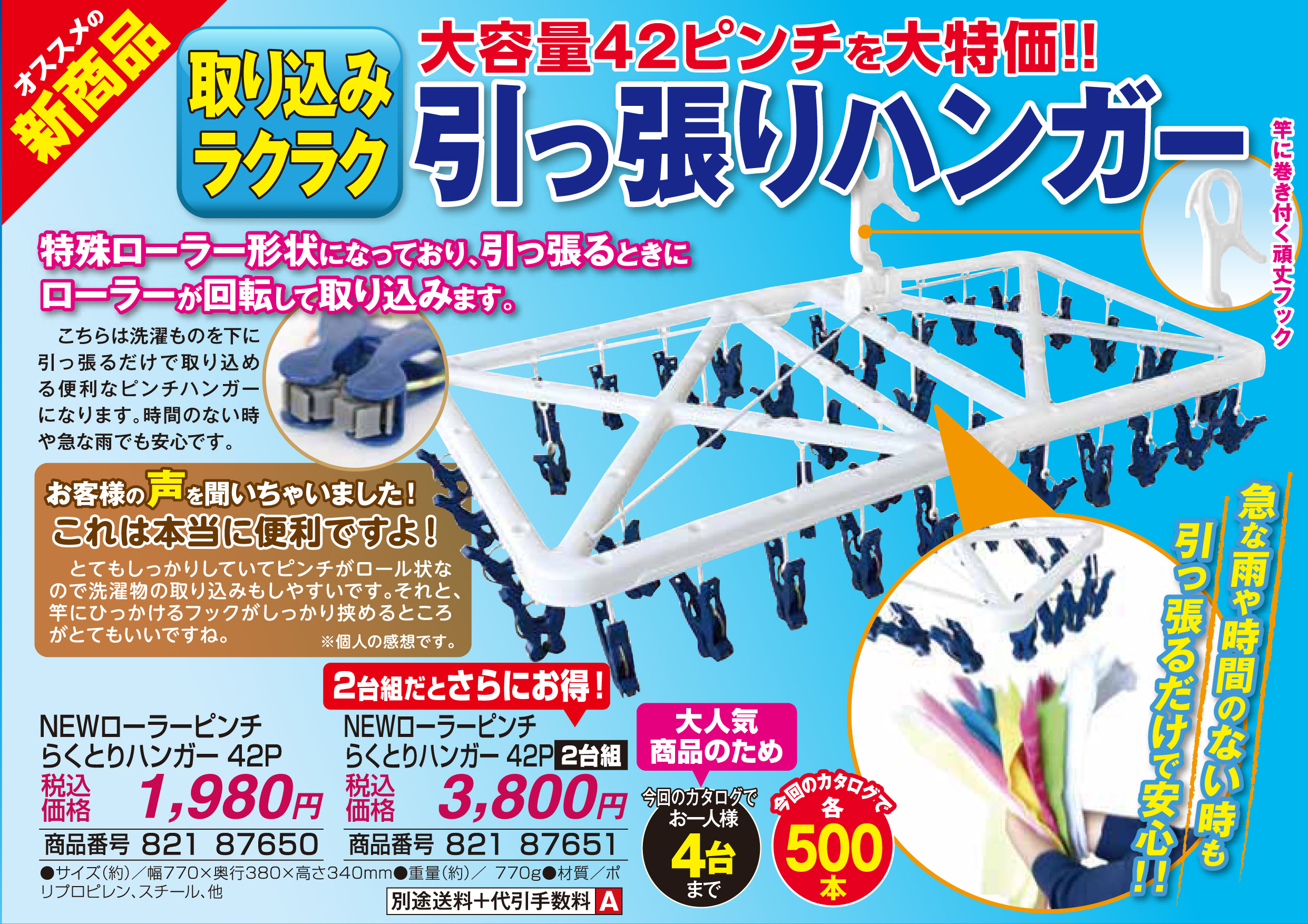 NEWローラーピンチらくとりハンガー42P
