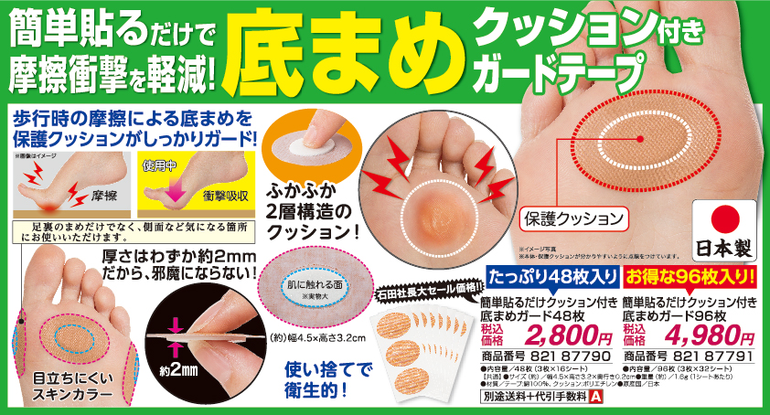 簡単貼るだけクッション付き底まめガード