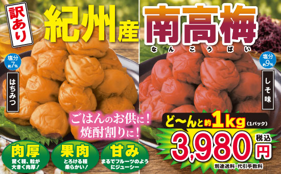 お徳用つぶれ紀州南高梅1kg